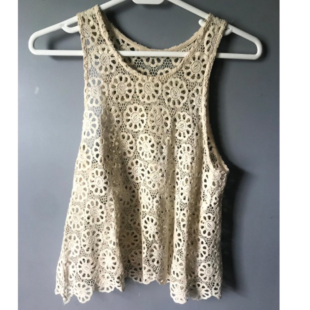 Urban Outfitters Ivory Crochet Tank Top Sz S